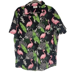 Chicago White Sox MLB Flamingo Floral Button Down Shirt Mens Large